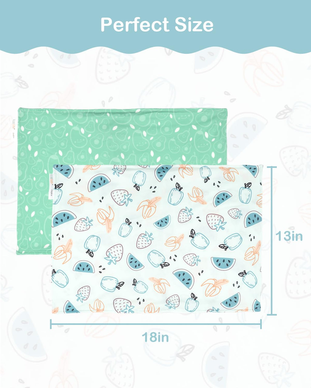 ALVABABY Toddler Pillowcases Stretchy Soft Kids Pillow Cover 2 Pack Fit 13"x 18" or 12"x16" Envelope for Girl Boy Sleepy Travel 2TPE33A