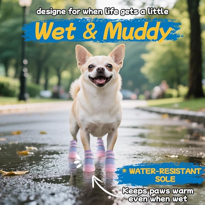 Dog Shoes for Small Dogs, Breathable Dog Boots Paw Protector for Hot Pavement Winter Snow, Dog Booties with Rugged Anti-Slip Sole for Hardwood Floors Outdoor Walking Purple Size 2