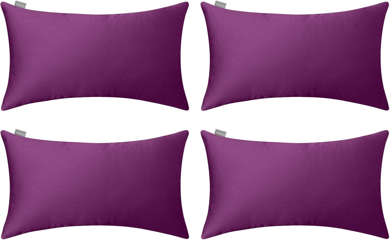 Thmyo 4-Pack 100% Cotton Lumbar Comfortable Solid Decorative Throw Pillow Case Rectangle Cushion Cover Pillowcase DIY Throw Pillowcase(12x20inch/30x50cm,Dark Reddish Purple)
