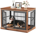 48 in Dog Crate Furniture for Dogs- Solid Wood Large Dog Crate Sideboard and TV Stand, Large Wood Kennel-((Brown+Black)