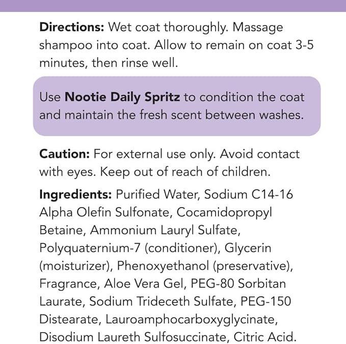 Nootie - Pet Shampoo for Sensitive Skin - Revitalizes Dry Skin & Coat - Natural Ingredients - Gentle Dog Shampoo - Cleans & Conditions