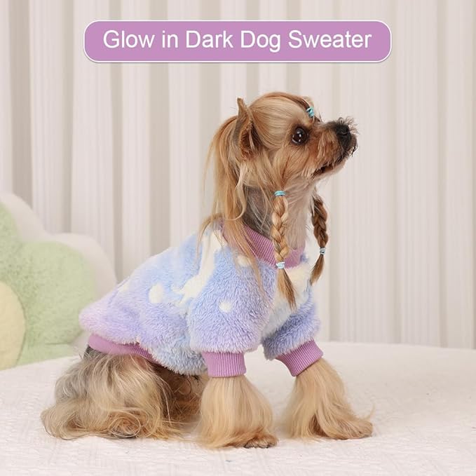 Dog Sweater Glow in The Dark Girl Pink Small Fleece Clothes Winter Soft Thickening Warm Puppy for Dogs Boy Teacup Yorkie Chihuahua (XS,Pink)