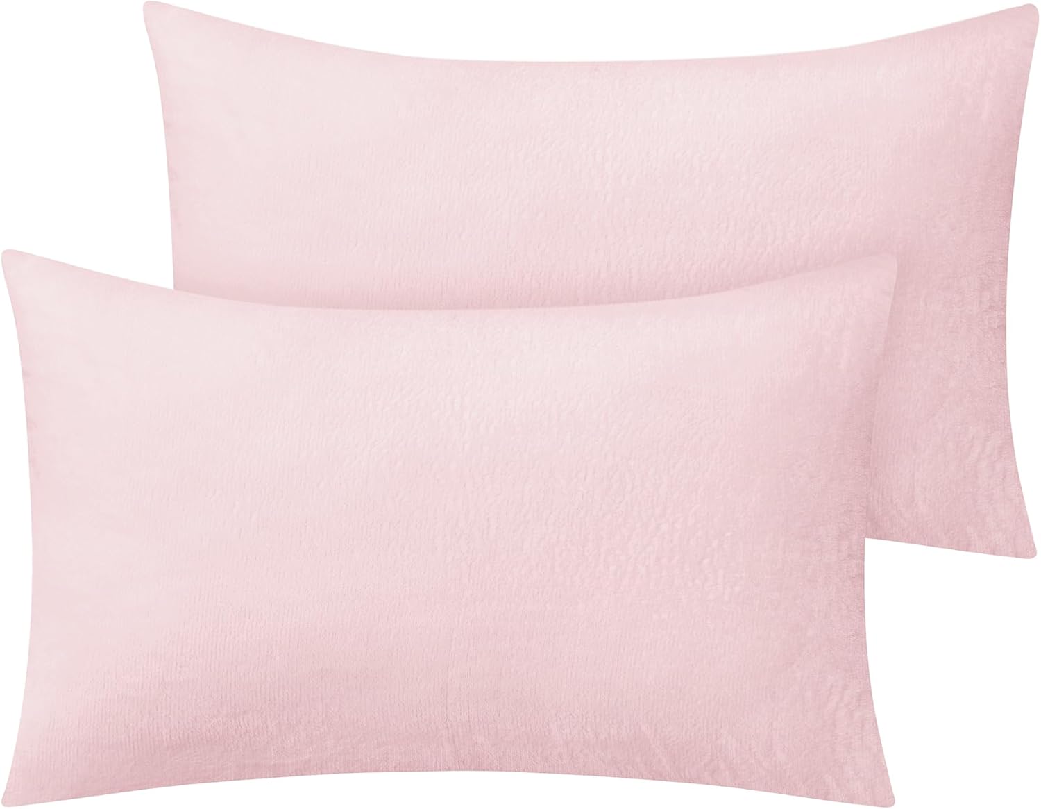 BEDELITE Flannel Pillow Cases Queen Size Set of 2, Super Soft Fleece Pillowcases with Zipper for Bedroom, Sofa, Couch,Luxury Cozy Fuzzy Velvet Pillow Shams for All Seasons(20x30 Inches,Pink)