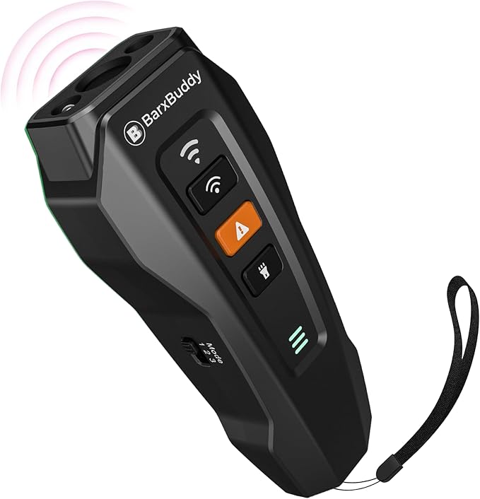 BarxBuddy 2nd Gen Dog Bark Deterrent Devices | Long Range Ultrasonic | Bark Collar Alternative | Dog Training Indoor/Outdoor | Rechargeable Anti Bark Device for Dogs (Black)