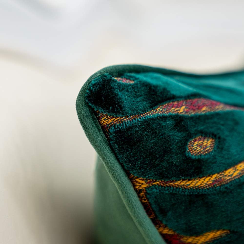 Alerfa 12 x 20 Inch Rectangle Leaf Pillow Embroidery Cut Velvet Cushion Case Luxury Modern Lumbar Throw Pillow Cover Decorative Pillow for Couch Sofa Living Room Bedroom Car, Teal Green