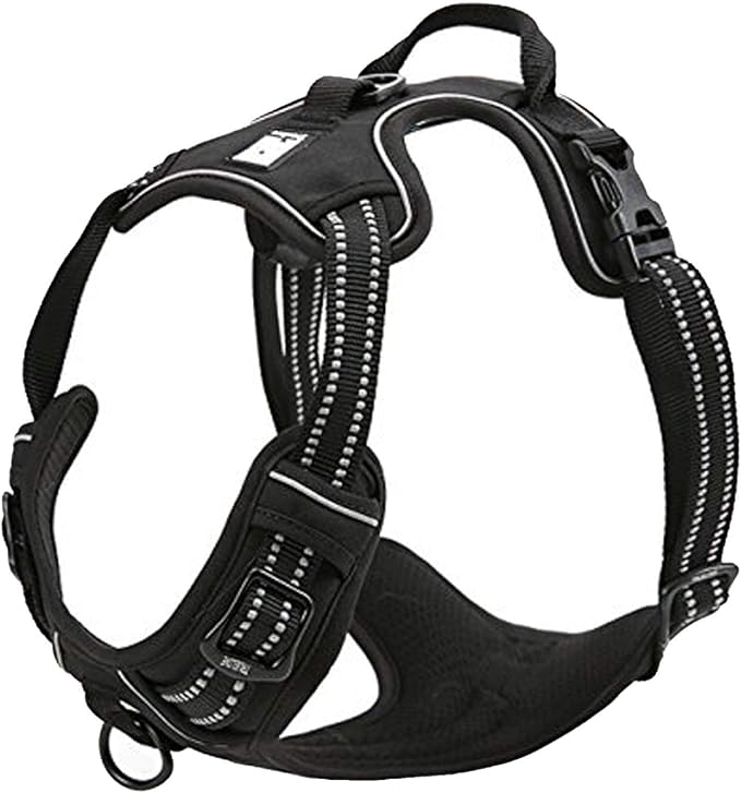TRUE LOVE Adjustable No-Pull Dog Harness Reflective Pup Vest Harnesses Comfortable Control Brilliant Colors TLH5651(Black,M)