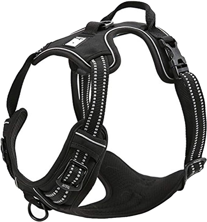 TRUE LOVE Adjustable No-Pull Dog Harness Reflective Pup Vest Harnesses Comfortable Control Brilliant Colors TLH5651(Black,XS)