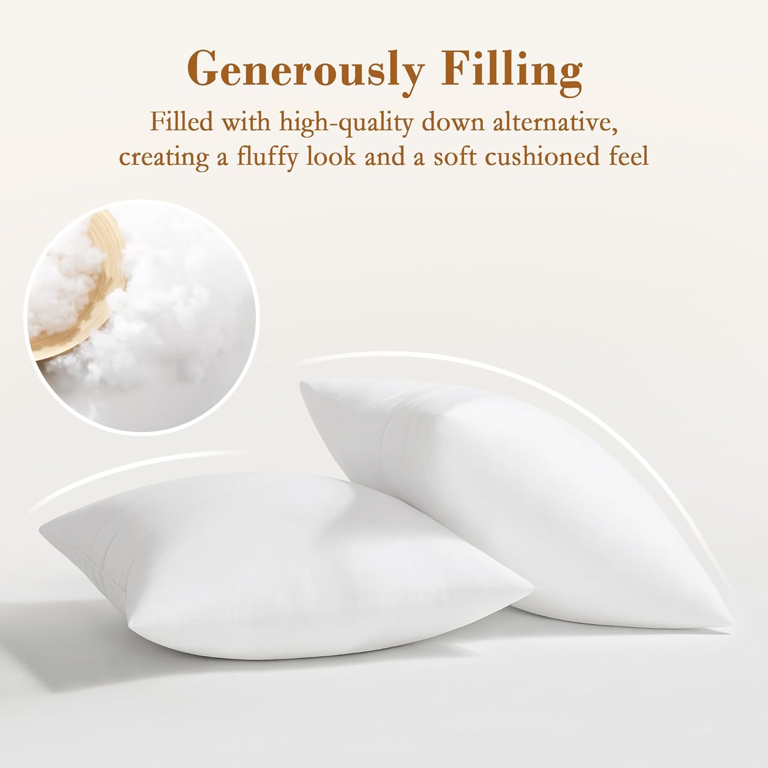 puredown® 14x14 Pillow Inserts, 2 Pack Fluffy Soft Throw Pillow Inserts Filled with Plump Stuffer, Square Decorative Pillows for Couch, Sofa, Bed and Home Decor