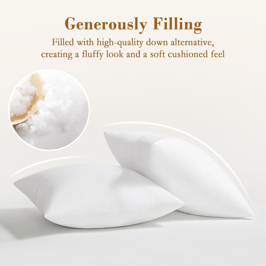 puredown® Euro Pillow Inserts, 26 x 26 Inch Fluffy Soft Throw Pillow Inserts Filled with Plump Stuffer, Square Decorative Pillows for Couch, Sofa, Bed and Home Decor