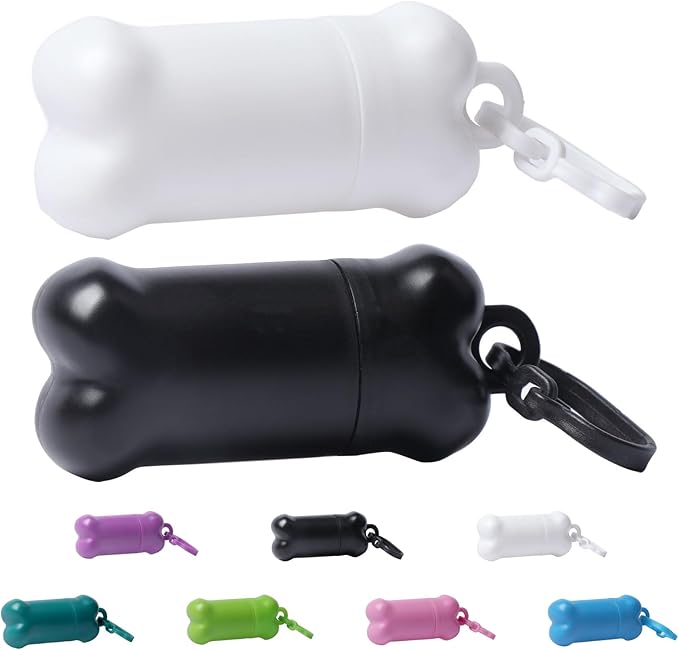 2 Pieces Portable Dog Treat Pouch for Leash, Mini Treat Holder Small Dog Treat Bag for Training, Waterproof Pet Snack Container Airtight (Black&White)