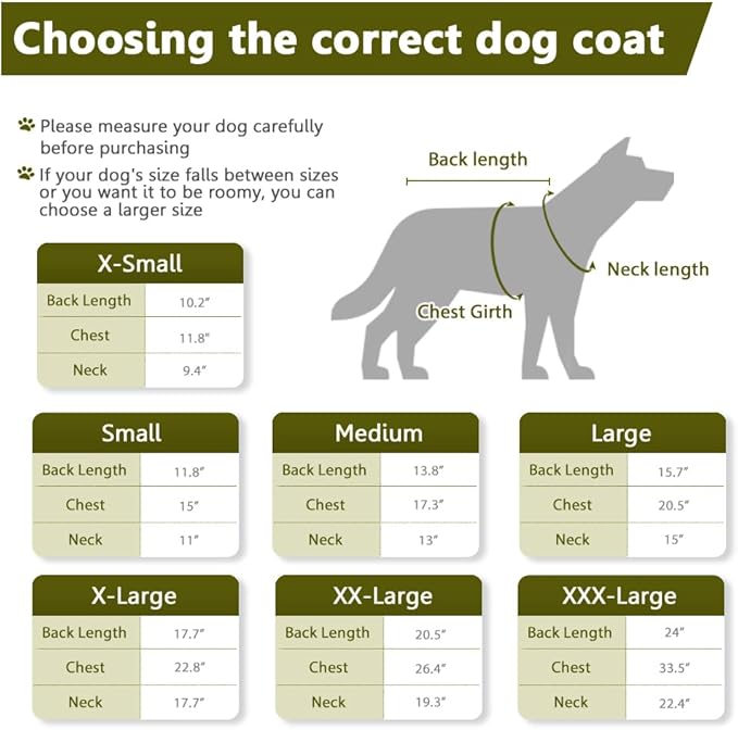 Fleece Hoodie, Windproof Waterproof Coat, Winter Warm Jacket, Cold Weather Pet Apparel Clothes Vest for Small Medium Large Dogs (XXXL, Green)