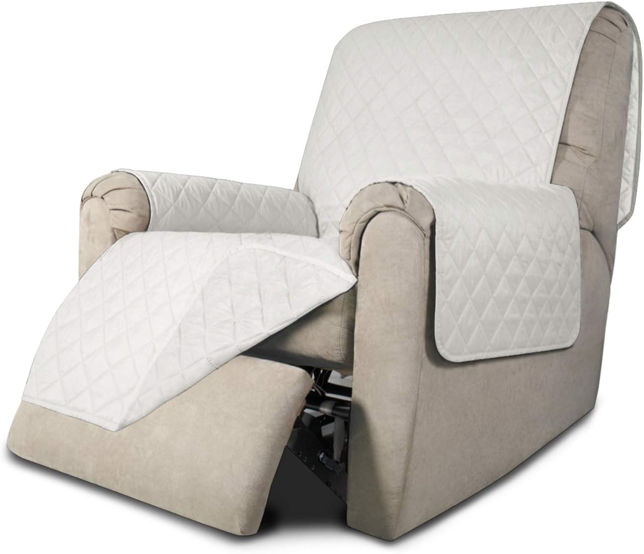 Easy-Going Recliner Chair Slipcover Reversible Sofa Cover Water Resistant Couch Cover Furniture Protector with Elastic Straps for Pets Dog (Recliner, Ivory/Ivory)