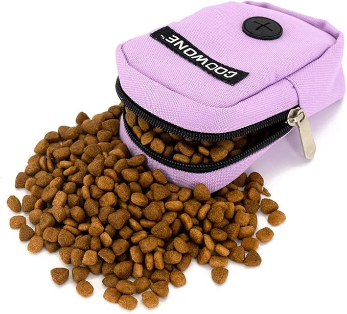 COOWONE Small Treat Pouch with Dog Bags Dispenser, Portable Walking Bags, Purple