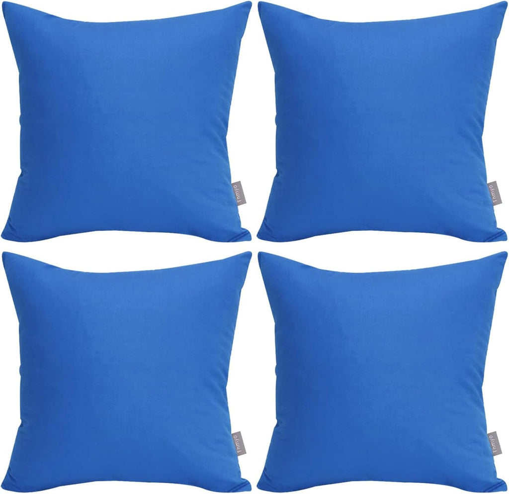 4-Pack 100% Cotton Comfortable Solid Decorative Throw Pillow Case,Thmyo Square Cushion Cover Pillowcase Sublimation Blank Pillow Covers DIY Throw Pillowcase for Sofa Bedroom(20x20 inch/ 50x50cm,Blue)