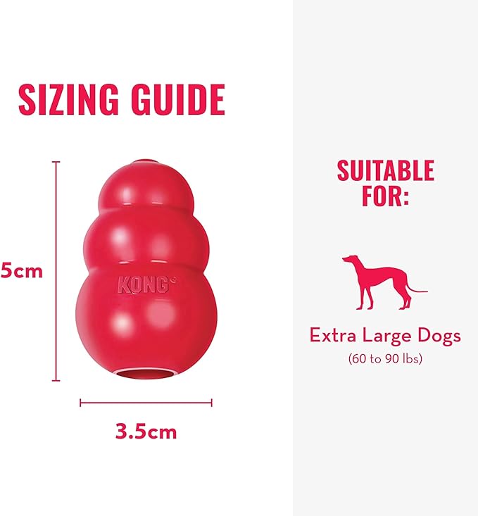 KONG Classic Stuffable Dog Toy - Fetch & Chew Toy for Dogs - Treat-Filling Capabilities & Erratic Bounce for Extended Play Time - Durable Natural Rubber Material - for Extra Large Dogs (Pack of 2)
