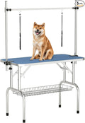 46'' Modern Blue Dog Grooming Table, Foldable Professional Grooming Table for Large Dogs, Up to 330lbs, Stainless Steel