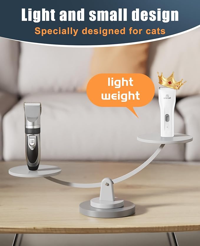 oneisall Pet Shaver for Cats - Quiet Cordless Cat Clippers for Matted & Long Hair