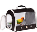 Bird Carrier, Portable Small Bird Parrot Parakeet Carrier with Standing Perch and Stainless Steel Tray, Side Access Window Collapsible (Black, Cylinder Design - Clear)