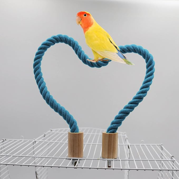 2 Pack Bird Rope Perch & Swing, Bird Cage Stand Pole Accessories, Climbing Toy for Parrot, Parakeet, Budgies, Cockatiels & Lovebirds (39.37"/100 cm)