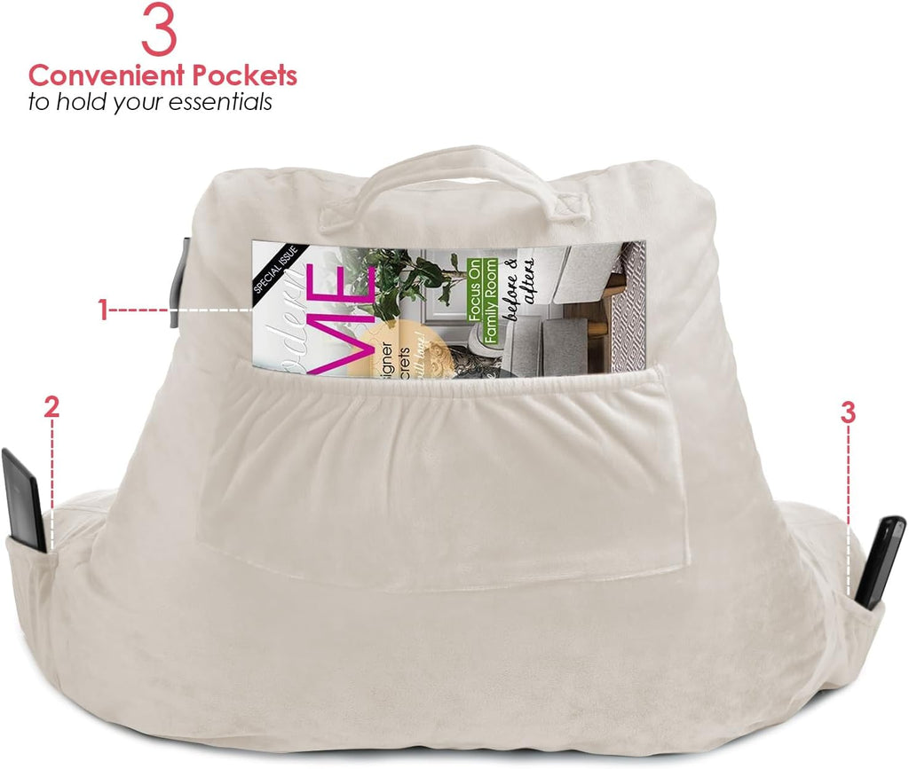 Nestl Reading Pillow for Kids & Teens with Shredded Memory Foam, Backrest Pillows for Reading, Watching, and Gaming, Use on The Couch, Bed, or Floor, Adjustable Support with Washable Cover Linen