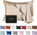 Mulberry Silk Pillowcase for Hair and Skin,Standard Size Cooling Silk Pillow Case with Hidden Zipper,Allergen Proof Dual Sides Soft Breathable Smooth Silk Pillow Cover for Women(Standard,Champagne)