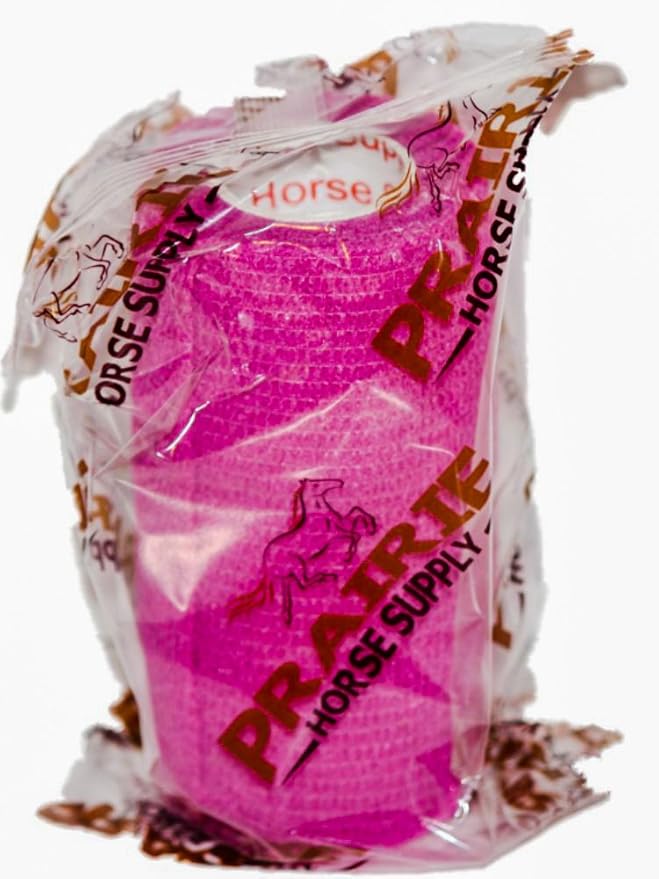 4 Inch Vet Wrap Tape Bulk (Fuchsia) (Pack of 6) Self Adhesive Adherent Adhering Flex Bandage Grip Roll for Dog Cat Pet Horse