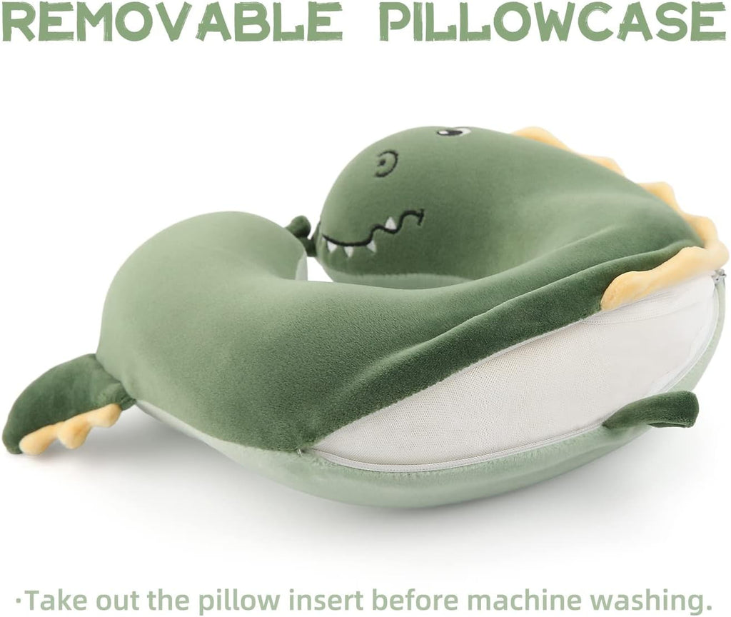 Niuniu Daddy Crocodile Kids Travel Neck Pillows for 3-8 Years Old, Soft Memory Foam Neck Support Pillows for Airplane, Car Seat, Travel Essentials for Kids Children Boys Girls Road Trip Sleeping