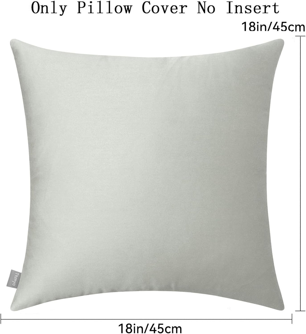 Thmyo 4-Pack 100% Cotton Comfortable Solid Decorative Throw Pillow Case Square Cushion Cover Pillowcases Sublimation Blank Pillow Covers DIY Throw Pillowcases for Sofa Bedroom(18x18inch/45x45cm,Grey)