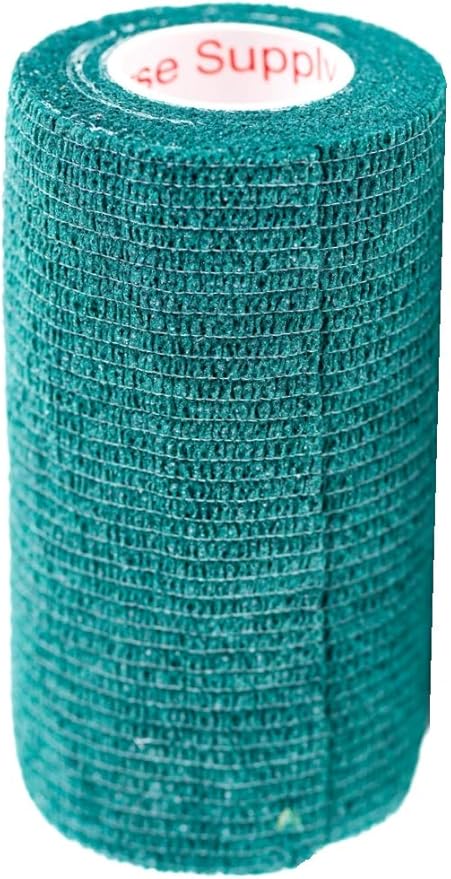 4 Inch Vet Wrap Tape Bulk (Hunter Green) (Pack of 6) Self Adhesive Adherent Adhering Flex Bandage Grip Roll for Dog Cat Pet Horse