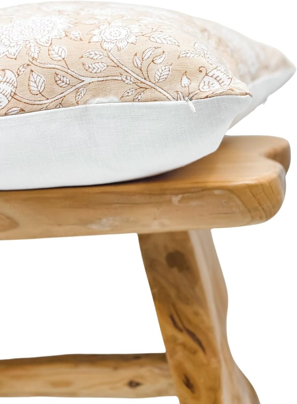 Designer Floral Warm Beige Tan on Off White Linen Pillow Cover, Peachy Pillow Cover, Boho Pillow, Neutral Pillow Cover, Floral Pillow Cover (Warm Beige Tan, 12x18)