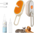 4-in1 Cat Steam Brush for Shedding & Grooming, Spray Hair Removal Comb with 1 Waterless Shampoo, Cat Brush for Massage, Pet Grooming Comb Hair Removal Tool for Cats and Dogs