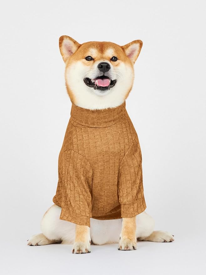 Dog Turtleneck Knitted Shirt Stretchy Pullover Sweater Winter Warm Puppy Clothes for Small Medium Dogs