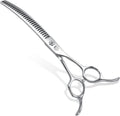 Professional Curved Thinning Scissors for Dog Grooming, 30-Degree Curvature, Japanese 440C for Trimming Dogs Cats and Other Pets face and paws (Curved Chunker)