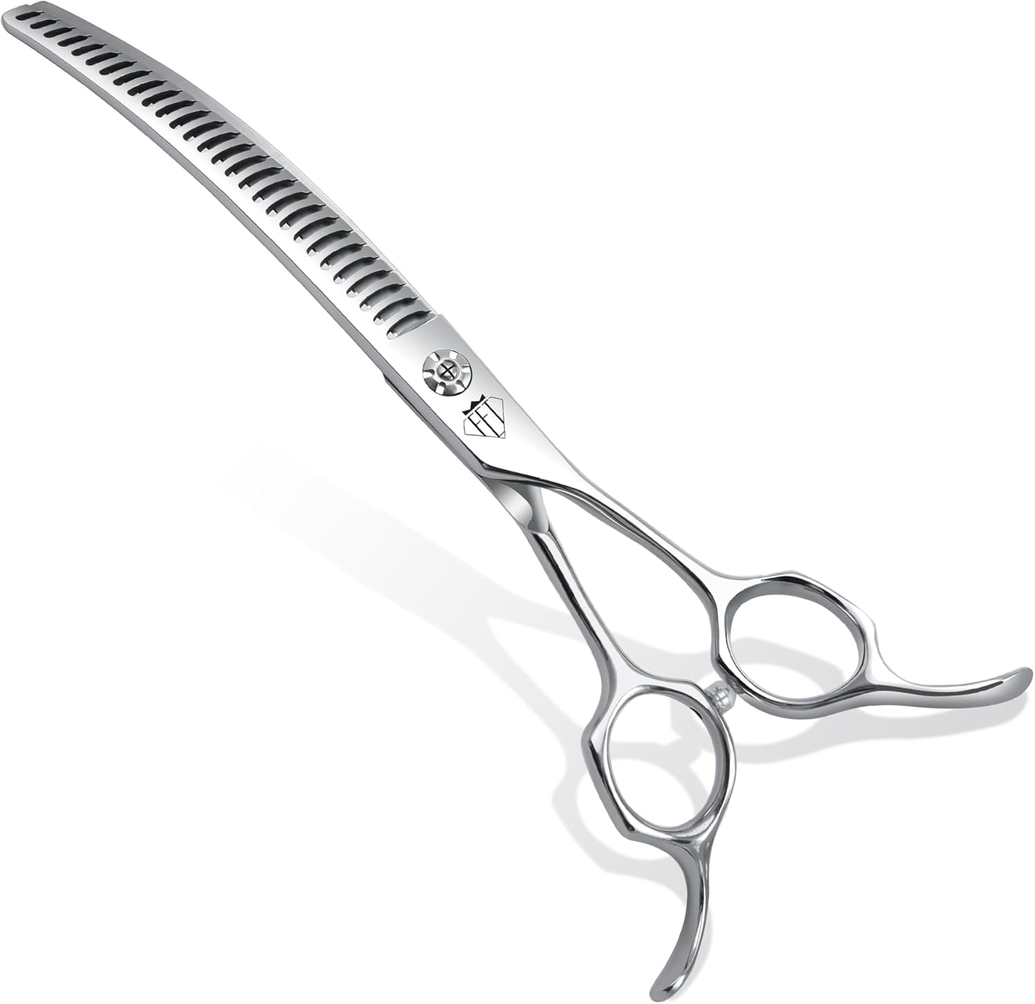 Professional Curved Thinning Scissors for Dog Grooming, 30-Degree Curvature, Japanese 440C for Trimming Dogs Cats and Other Pets face and paws (Curved Chunker)