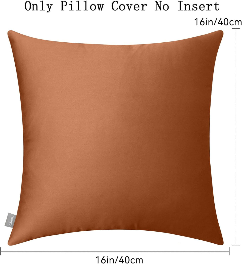 Thmyo 4-Pack 100% Cotton Comfortable Solid Decorative Throw Pillow Case, Square Cushion Cover Pillowcase Sublimation Blank Pillow Covers DIY Throw Pillowcase for Sofa(16x16 inch/ 40x40cm,Rust)