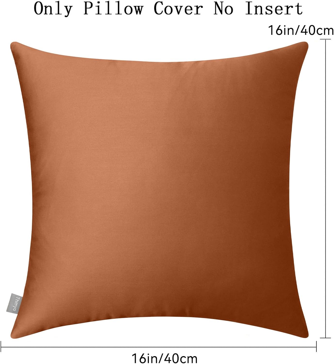 Thmyo 4-Pack 100% Cotton Comfortable Solid Decorative Throw Pillow Case, Square Cushion Cover Pillowcase Sublimation Blank Pillow Covers DIY Throw Pillowcase for Sofa(16x16 inch/ 40x40cm,Rust)