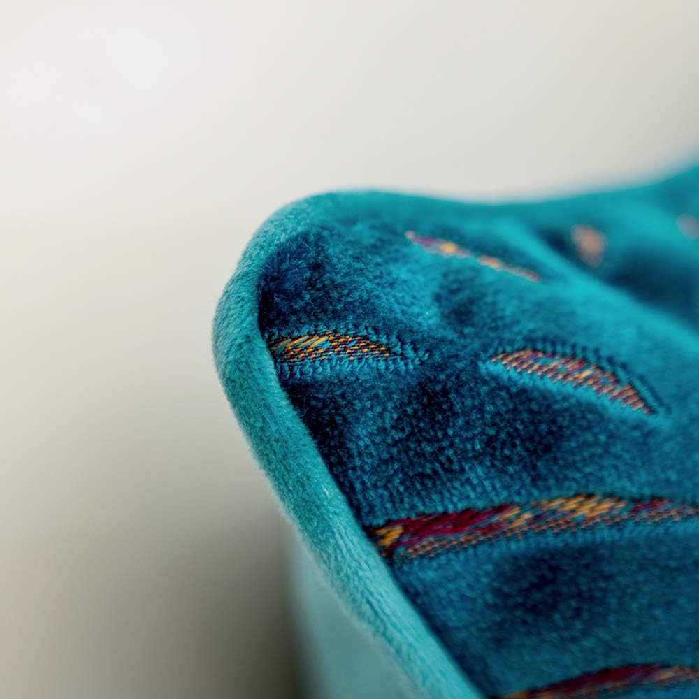 Alerfa 12 x 20 Inch Rectangle Leaf Pillow Embroidery Cut Velvet Cushion Case Luxury Modern Lumbar Throw Pillow Cover Decorative Pillow for Couch Sofa Living Room Bedroom Car, Blue