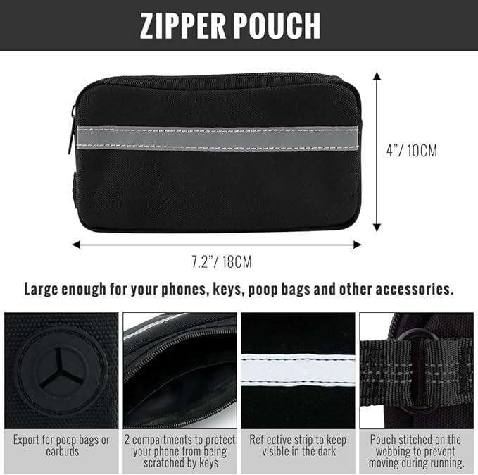 Plutus Pet Hands Free Dual Handle Retractable Bungee Leash with Reflective Stitches, Adjustable Waist Leash for Dog Walking Running Jogging, Medium Large Dogs