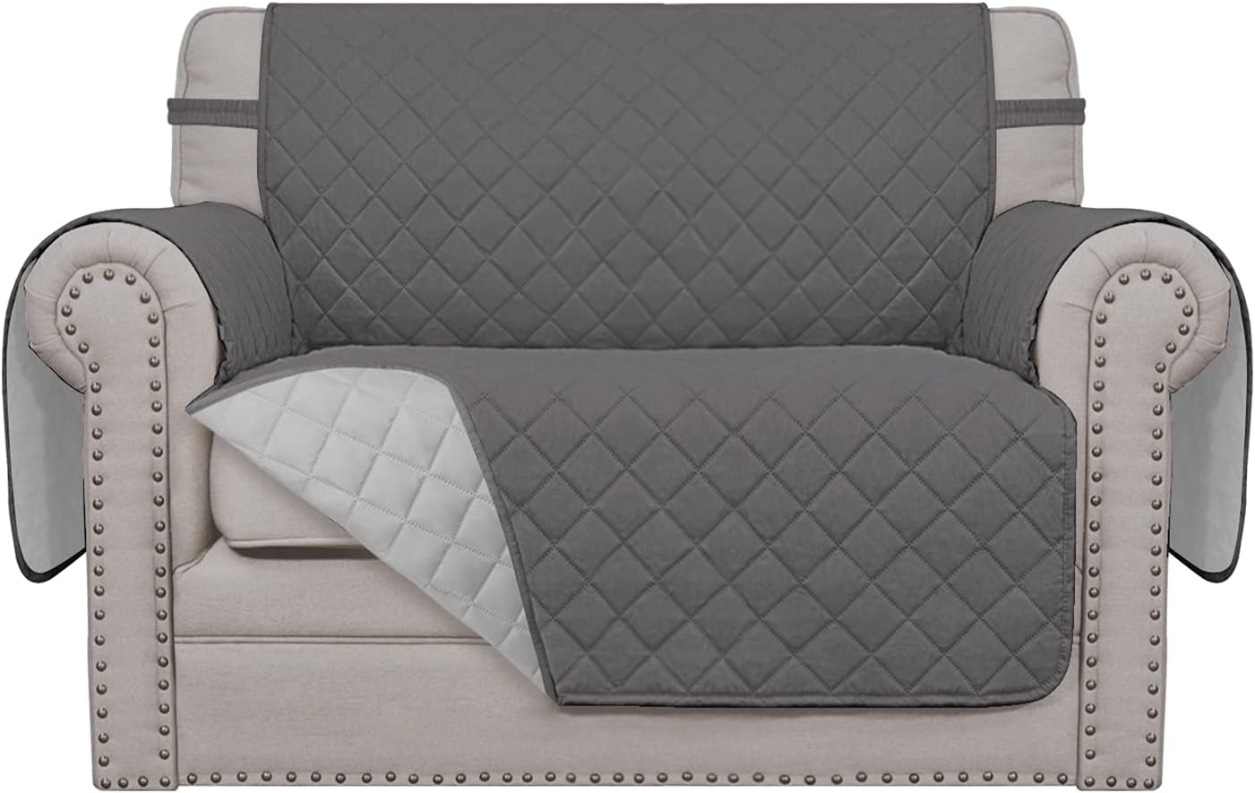 Easy-Going Oversized Chair Sofa Slipcover Reversible Sofa Cover Water Resistant Couch Cover Furniture Protector Cover with Elastic Straps for Pets Dog (Oversized Chair, Gray/Light Gray)