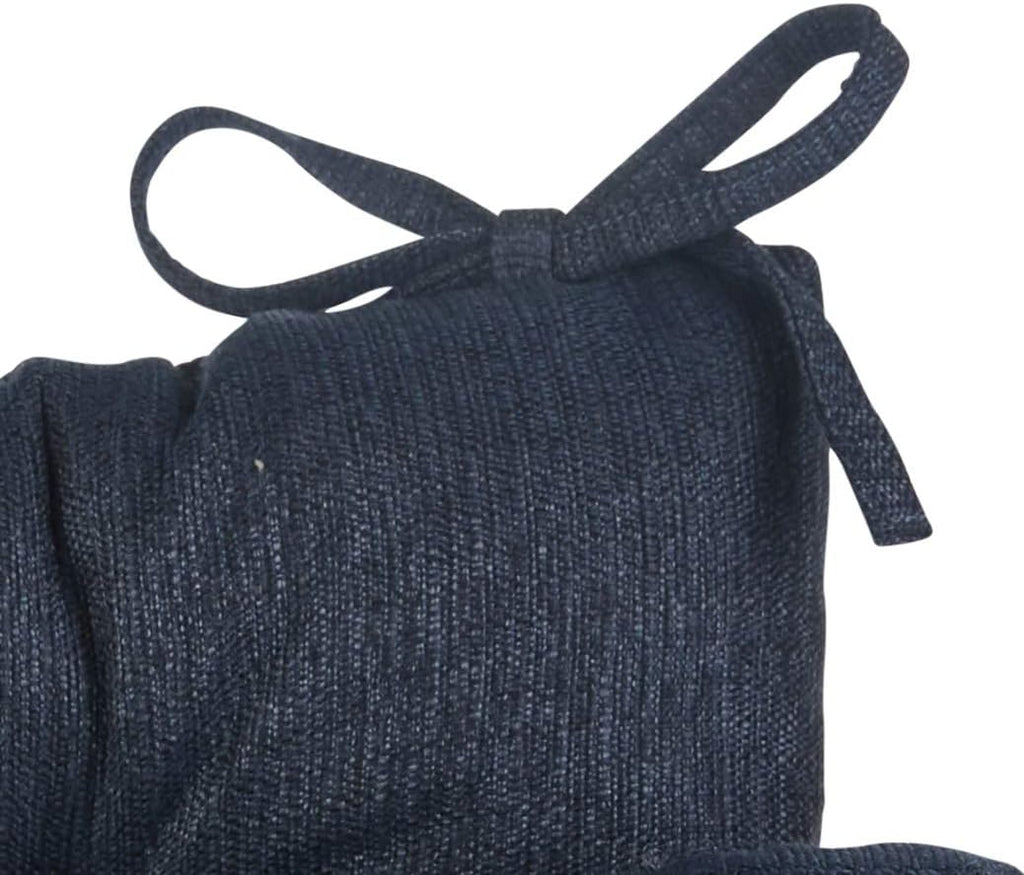 Klear Vu Omega Non-Slip Rocking Chair Cushion Set, Assembled in USA, Thick Padding & Tufted Design, Includes Seat Pad & Back Pillow with Ties, 17x17 Inches, 2-Piece Set, Solid Indigo