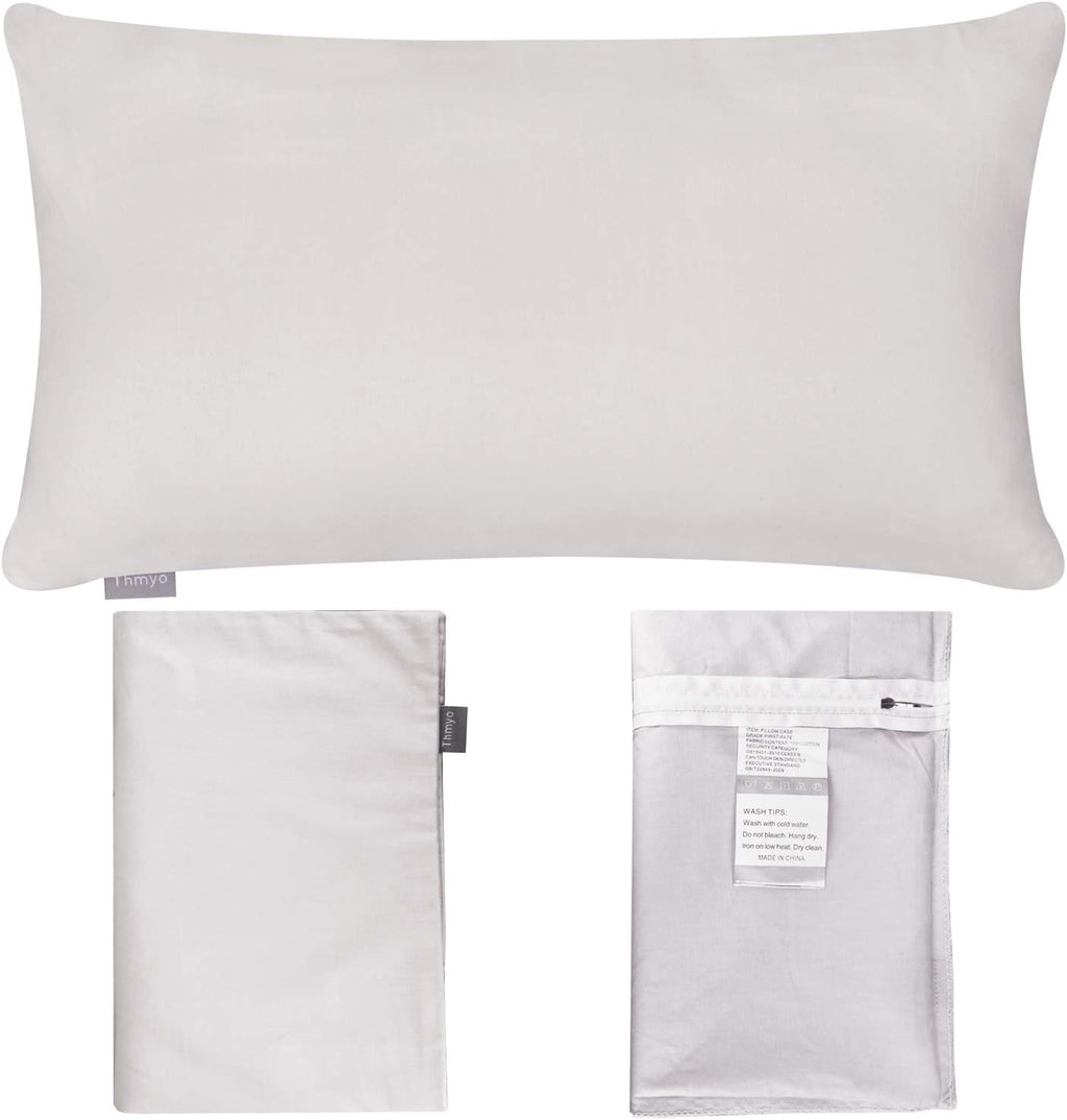 Thmyo 4-Pack 100% Cotton Lumbar Comfortable Solid Decorative Throw Pillow Case Rectangle Cushion Cover Sublimation Blank Pillow Covers DIY Throw Pillowcase(12x20inch/30x50cm,Light Silver Grey)