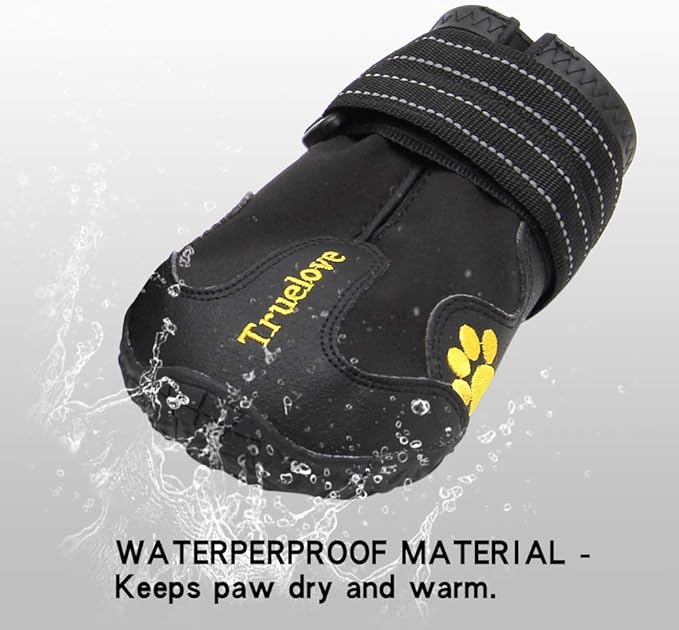 Truelove Dog Boots,Waterproof Pet Shoes with Reflective Straps for Paw Protectors Small Medium Large Dog Summer Winter Snow Outdoor Walking