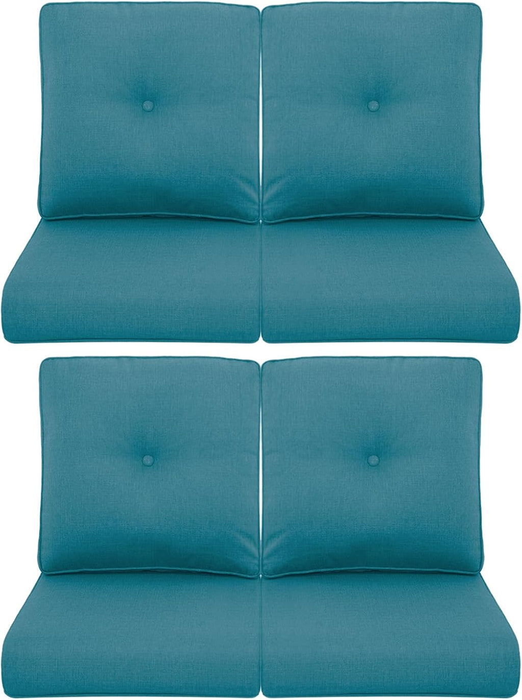 Patio Chair Cushions 4 Packs - Outside High Back Thick Water-Resistant Cushion 22x24 with Zipper Cover for Outdoor Glider Rocking Chairs Loveseat Couch – Peacock Green/Buckle