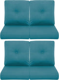 Patio Chair Cushions 4 Packs - Outside High Back Thick Water-Resistant Cushion 22x24 with Zipper Cover for Outdoor Glider Rocking Chairs Loveseat Couch – Peacock Green/Buckle