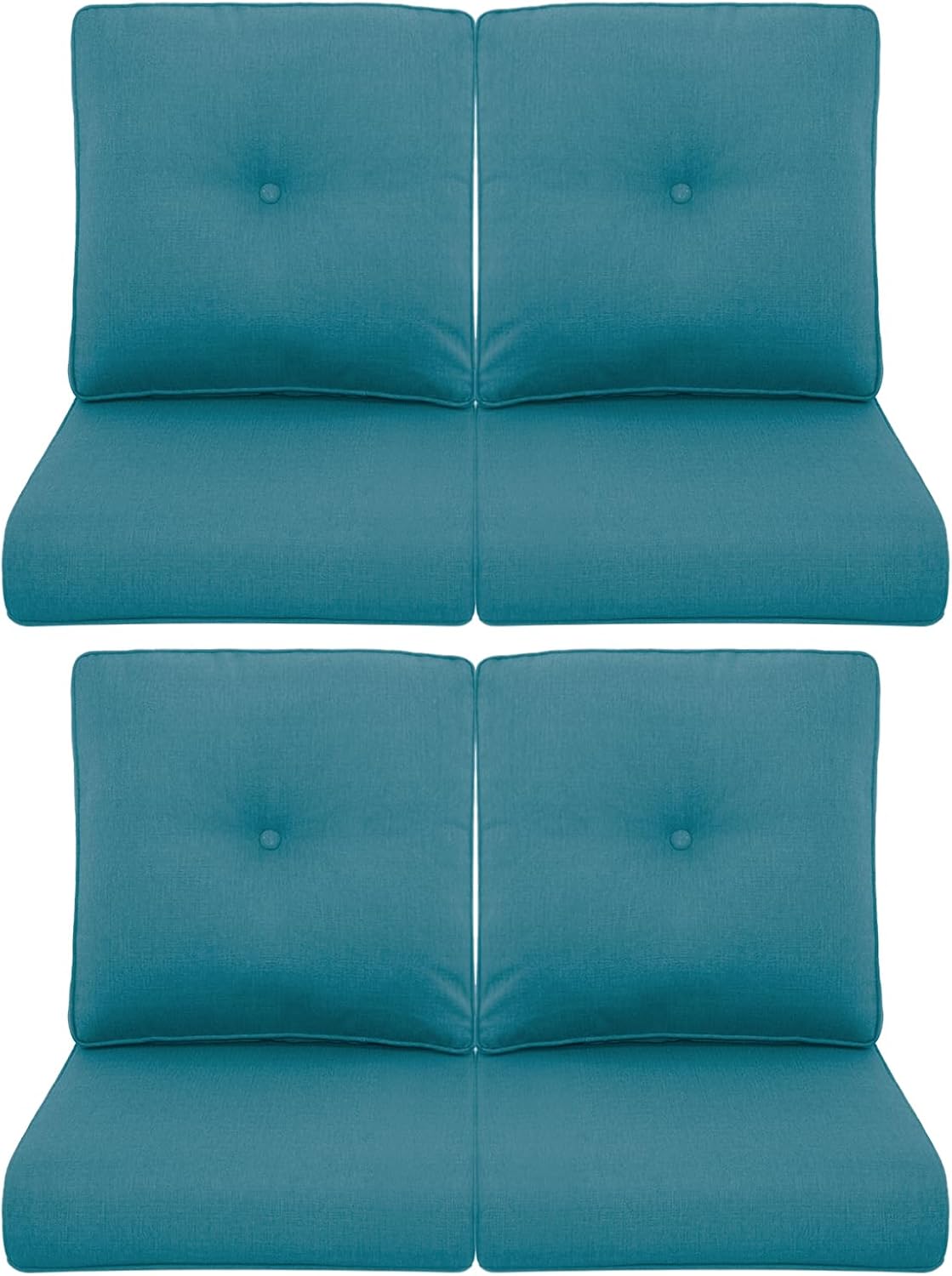 Patio Chair Cushions 4 Packs - Outside High Back Thick Water-Resistant Cushion 22x24 with Zipper Cover for Outdoor Glider Rocking Chairs Loveseat Couch – Peacock Green/Buckle