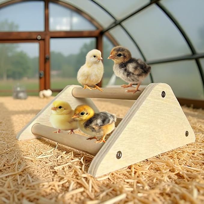 Chicken Toys, Roosting Bars for Chicks in Coop and Brooder, Wooden Chicken Perch, Coop Accessories for Large Bird, Baby Chicks, Parrot, 2 Pack