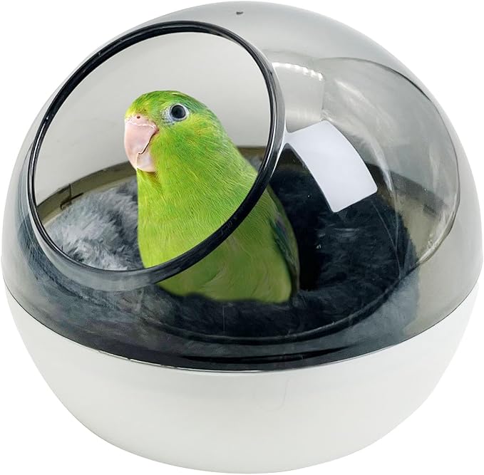 kathson Plastic Bird Nest Chewproof Small Bed with mat Hanging House Hut Bird Cage Breeding Hatching Nest Washable Parakeet Nest for Parrot Budgie Love Bird Canary (Grey)