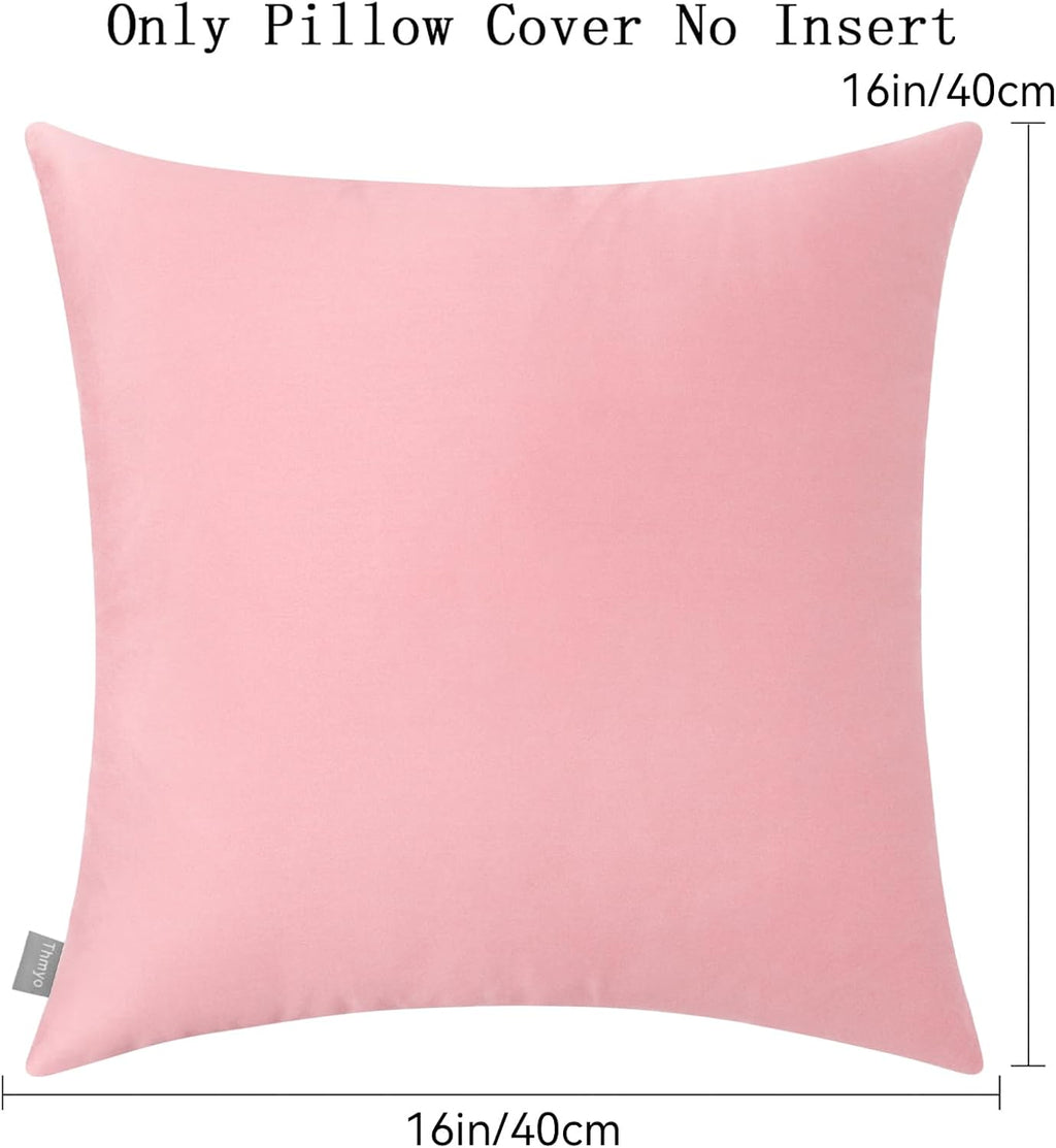 4-Pack 100% Cotton Comfortable Solid Decorative Throw Pillow Case,Thmyo Square Cushion Cover Pillowcase Sublimation Blank Pillow Covers DIY Throw Pillowcase for Couch Sofa(16x16 inch/ 40x40cm,Pink 2)