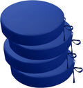 idee-home Outdoor Bistro Chair Cushions, 15”x15”x 3” Thick Outdoor Round Seat Cushions Set of 4 with Ties, Waterproof Round Patio Furniture for Garden
