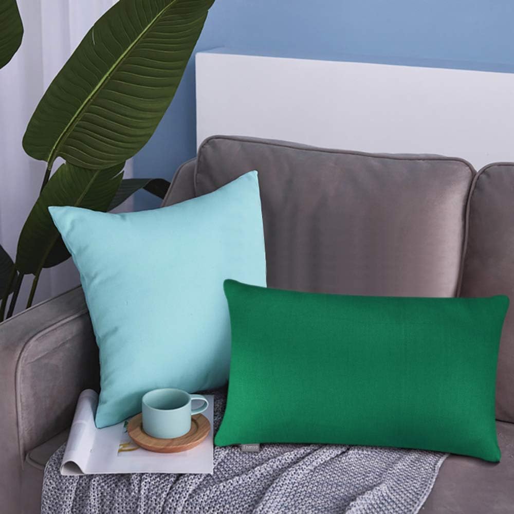 4-Pack 100% Cotton Lumbar Comfortable Solid Decorative Throw Pillow Case,Thmyo Rectangle Cushion Cover Pillowcase Sublimation Blank Pillow Covers DIY Pillow Covers(12x20inch/30x50cm, Christmas Green)